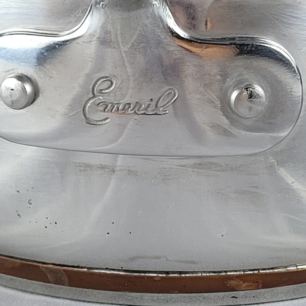 Emeril Saucepan 2Qt Silver Stainless Steel Copper Bonded Base with Glass Lid